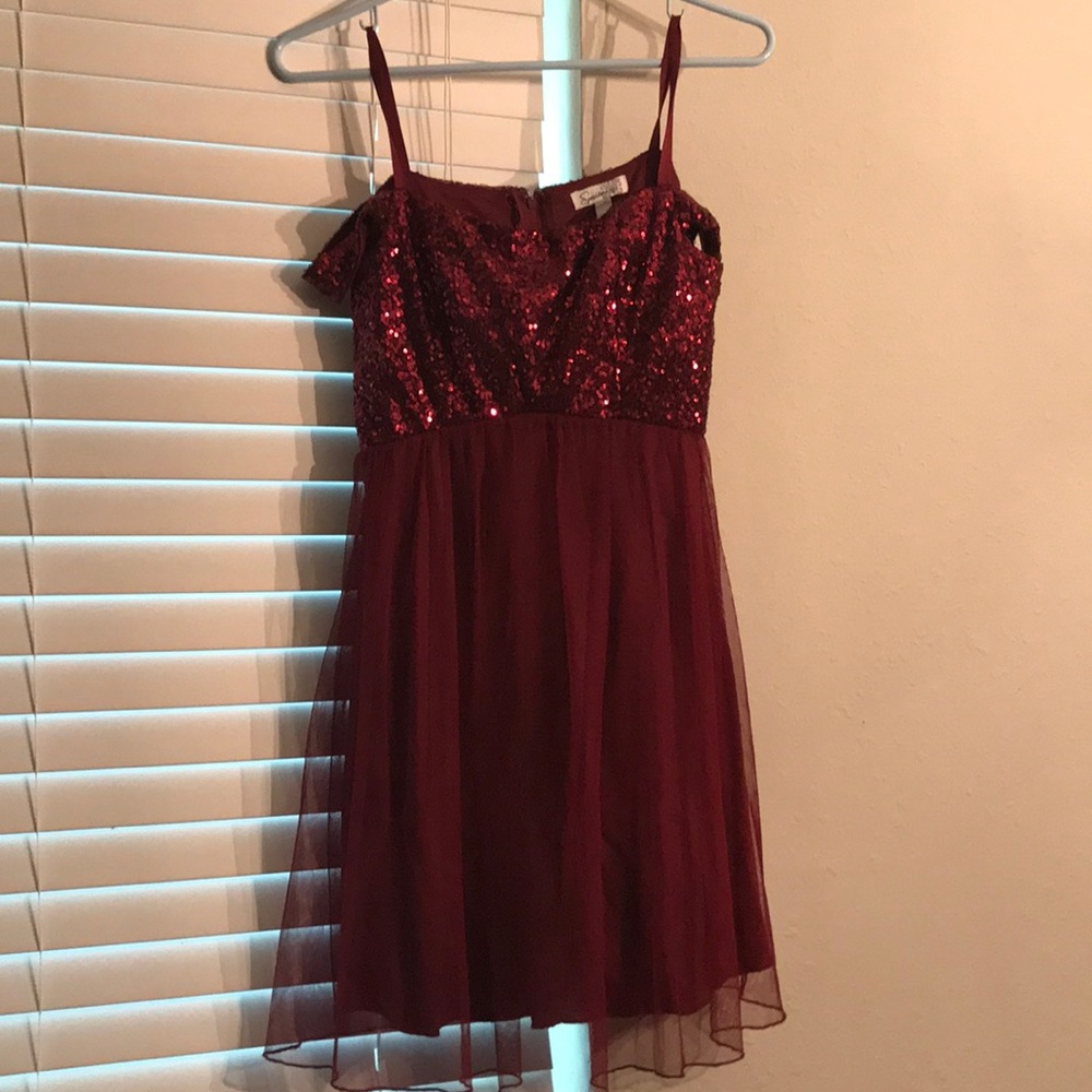 Maroon Sparkle Mini Dress